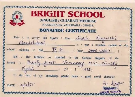 what is bonafide certificate